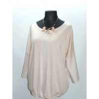 Bluzka Camea kremowa z błyszczącym panelem - styl Oversize